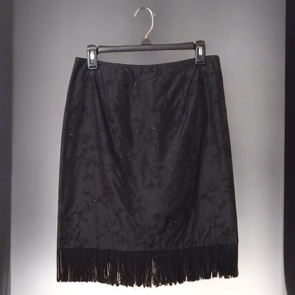 Ann Taylor Black Embellished Midi Skirt - Picture 3 of 8